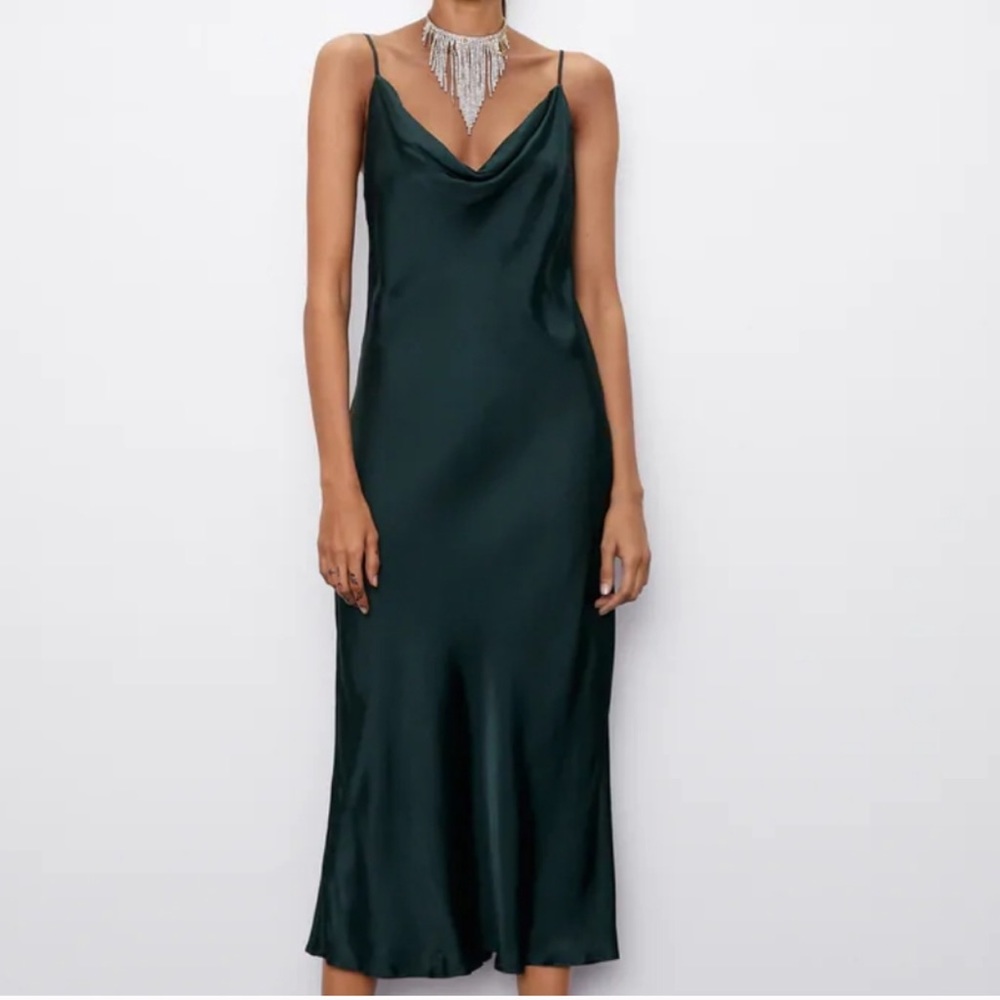 Zara cowl neck silk slip dress